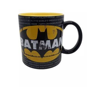 Batman Coffee Cup Oversized 20 oz Mug Black and Yellow BATMAN Logo